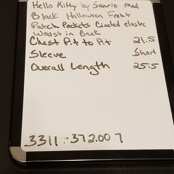 Hello Kitty Medium Scrub Top 100% Cotton Black Fall Halloween Pumpkin Boo - Picture 10 of 10